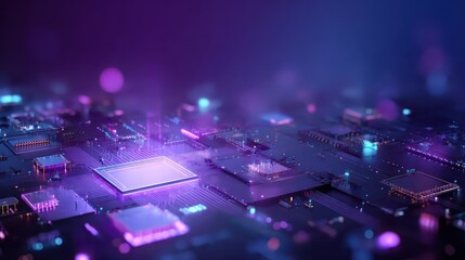 Futuristic circuit board with glowing components