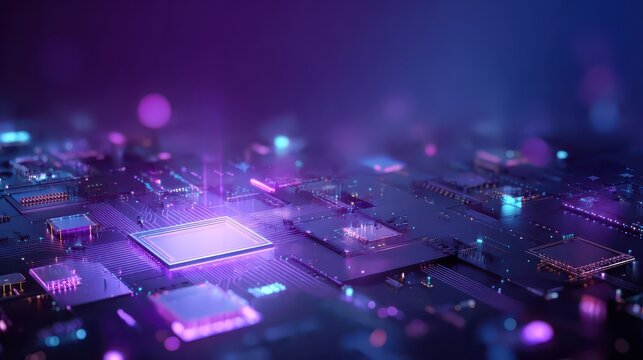 Futuristic circuit board with glowing components