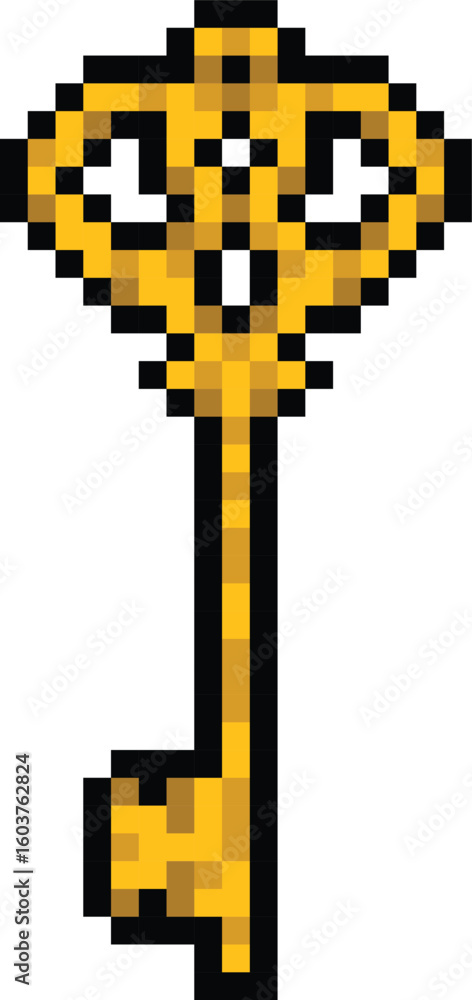 Poster pixel art vintage key element object vector