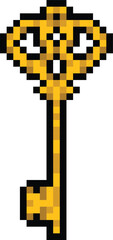 Pixel art vintage key element object vector