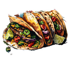 Taco Isolated on Transparent Background. PNG