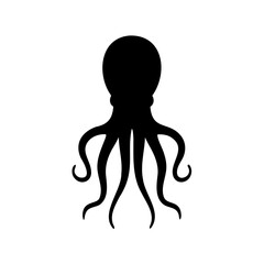 octopus silhouette vector, kraken black silhouette