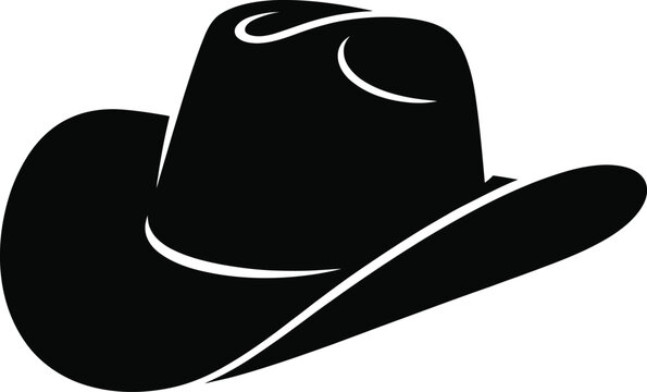 Black and white vector illustration of a cowboy hat a symbol of the Wild West suitable for logos icons and designs related to cowboys and