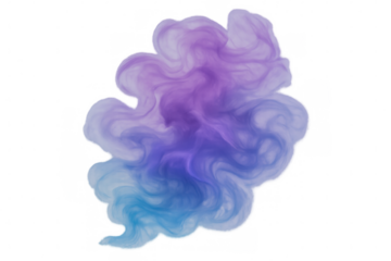 Vibrant smoke curling, forming dynamic abstract patterns against transparent backdrop, perfect for digital design and artistic compositions