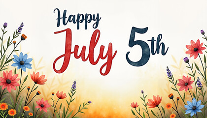 Colorful floral greeting design with cheerful mood, flowers and vibrant background, copy space