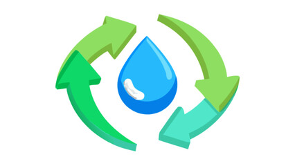 Water cycle diagram illustration showing conservation and reuse for environmental sustainability concept