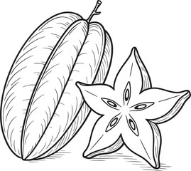 Starfruit whole and sliced tropical food