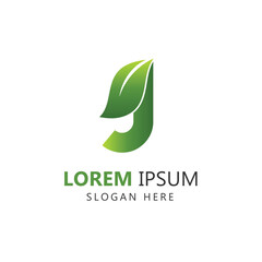 Letter J Leaf Logo Template