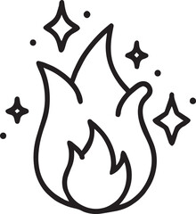 Obraz premium Sparkling Fire Flame Icon: Hot and Energy Symbol Outline