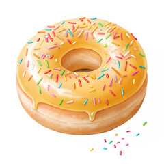 Colorful Frosted Donut with Sprinkles for Sweet Dessert and Snack Treat