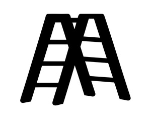 Folding ladder vector silhouette, step ladder silhouette 