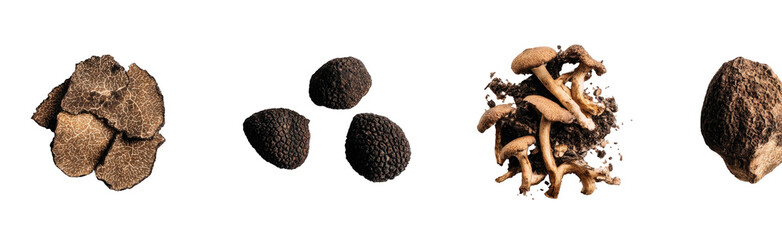 Assorted dark brown food items