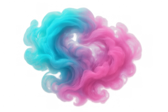 Vibrant smoke swirling, blending into mesmerizing abstract pattern against transparent backdrop