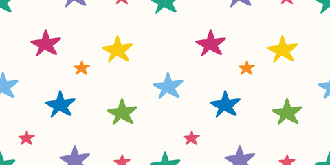 Seamless pattern with colorful stars on a light background for party or kids birthday