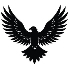 Obraz premium Majestic black eagle silhouette with wings spread wide