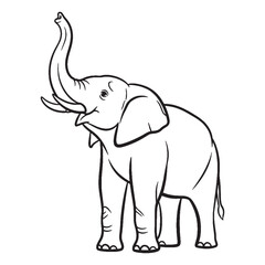 Trunked Elephant Feature Shape - Elephant vector - Elephant Line art - Elephant Drawing - Vector Lineart of Elephant - elephant logo - elephant outline

