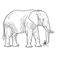 African Elephant Being Attribute - Elephant vector - Elephant Line art - Elephant Drawing - Vector Lineart of Elephant - elephant icon - outline of elephant

