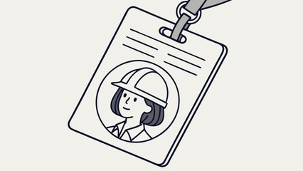 Engineer ID Card Vector Illustration Representing Professionalism and Security for Construction