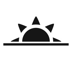 Sunset icon. Black and white sunset icon.