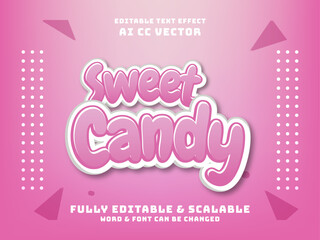 pink candy for children. cartoon text effect