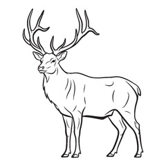 Herd-living Elk Distinctive Character Span - Elk vector - Elk Line art - Elk Drawing - Vector Lineart of Elk - elk icon - outline of elk

