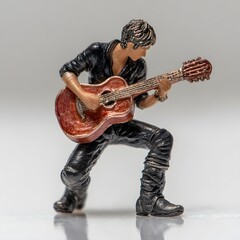 Acoustic guitar player figurine miniature musician rockstar concert