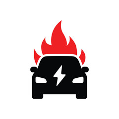 Car on fire icon. Vector illustration