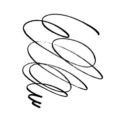 手描きのスパイラル線と混乱の落書き風背景素材（黒・チョーク風・抽象グランジスタイル）ぐちゃぐちゃに絡まった線のイラスト。モヤモヤ、イライラ、ストレス、憂鬱、頭痛、悩みを表すアイコン。