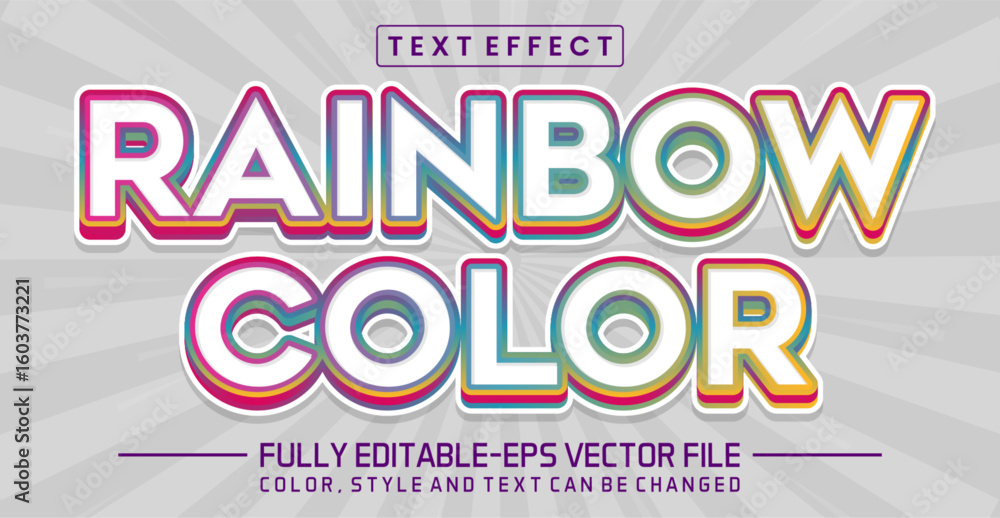 Poster rainbow color font text effect editable
