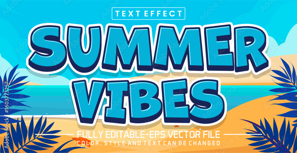 Fototapete summer vibes font text effect editable