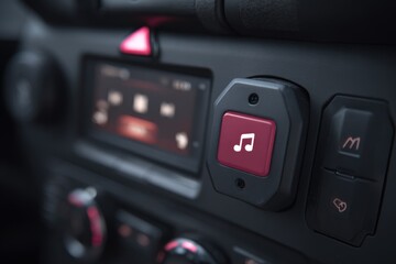 Fototapeta premium Car dashboard with audio control button