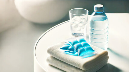 熱中症対策グッズの静物｜Hydration and Heat Stroke Prevention Essentials in Summer