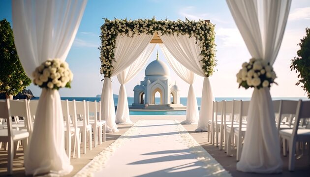 Elegant wedding ceremony by the sea - Powered by Adobe