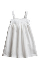 create a picture of a white summer babygirl dress, made from soft cotton fabric, flat lay