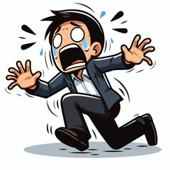 vector image of a panicked and scared person