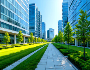 Fototapeta premium An alley in Budapest with contemporary office buildings