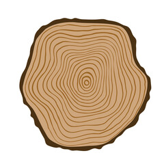 Tree ring vector simple flat illustration, wood slice with pattern