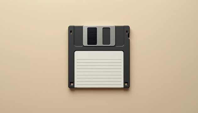 Floppy Disk Black Background Vintage Data Storage Retro Computer Media Square Diskette Technology Obsolete Equipment Memory Icon Old File Save Backup Isolated Classic Digital Object Concept
