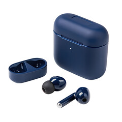Navy Blue Wireless Earbuds with Charging Case: Premium Audio Accessory