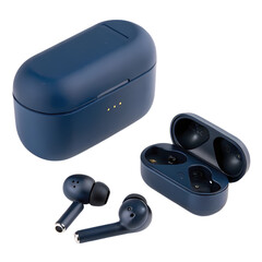 Premium Wireless Earbuds: Deep Blue Design & Charging Case