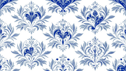 Obraz premium Seamless damask floral patterns Vector illustration Blue backgrounds for textile wallpapers, books cover, Digital interfaces,leaf, artistic, collage, curl, curve, damask, elegant, graphic, grunge, 