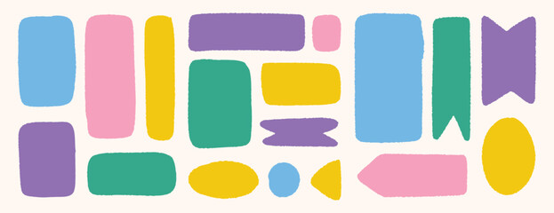Colorful torn edge label shapes for text background, creative note elements in flat style