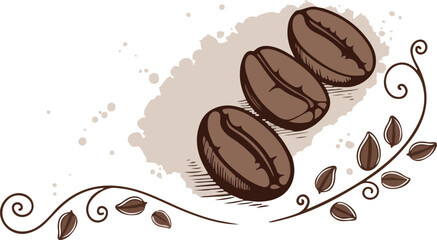Coffee Beans Illustration with Decorative Elements