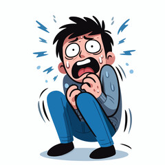 vector image of a panicked and scared person