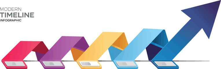 Timeline Infographic: A visual representation of progress and growth, showcasing a vibrant and dynamic timeline in graphic form with a upward arrow to symbolize advancement.