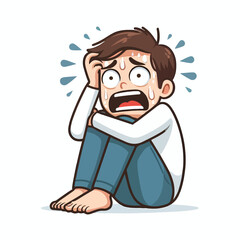 vector image of a panicked and scared person