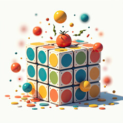 Creative Building Blocks with Floating Spheres and a Tomato