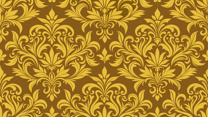 Vector golden damask seamless pattern element. Elegant luxury texture isolated colors for wallpapers, backgrounds, patterned fills, webs pages, surface textures, book covers, fabrics printing,damask, 