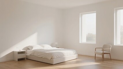 Minimalist Bedroom with Natural Light and Wooden Floor