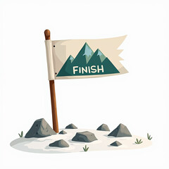 Finish Line Flag at Mountain Peak